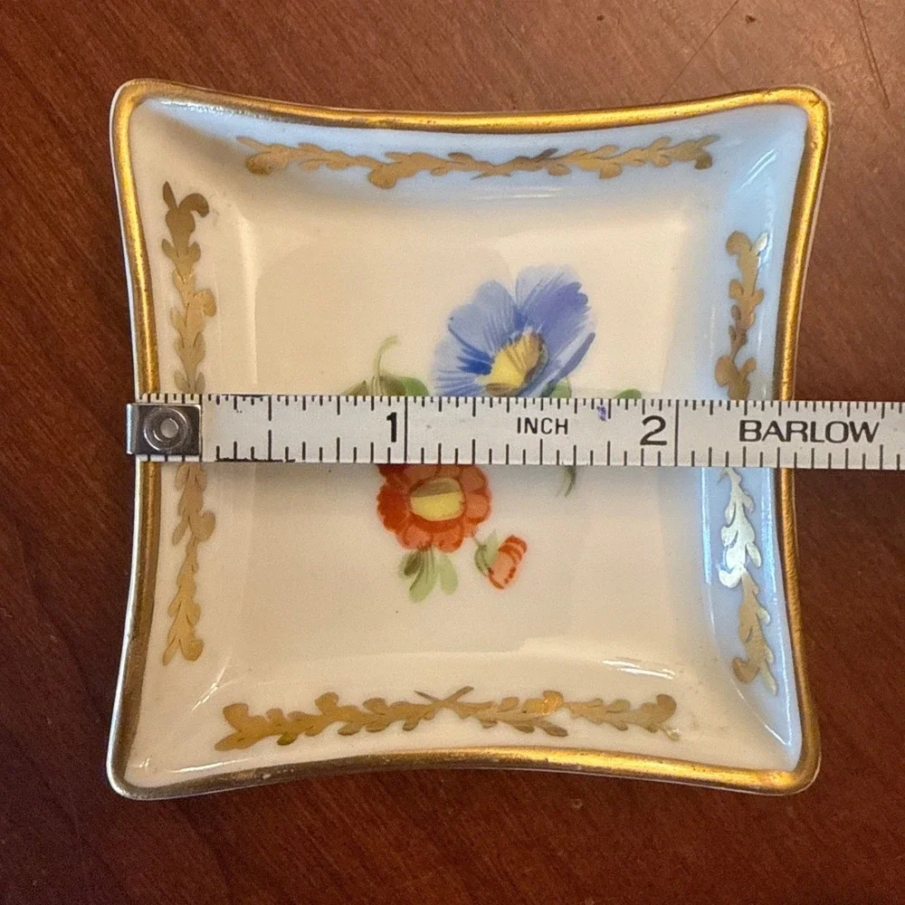 Dresden butter pat dishes set of 4 floral gold antique porcelain painted trinket